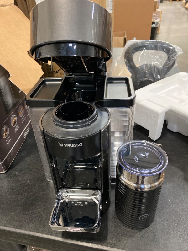 Photo 2 of Nespresso VertuoPlus Coffee and Espresso Machine by De'Longhi with Milk Frother, Grey Machine + Aero Gray