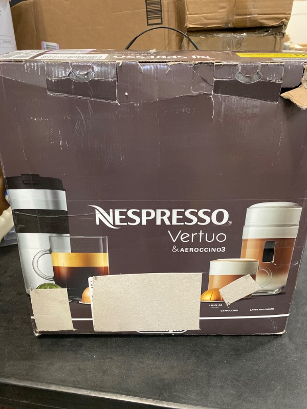 Photo 3 of Nespresso VertuoPlus Coffee and Espresso Machine by De'Longhi with Milk Frother, Grey Machine + Aero Gray