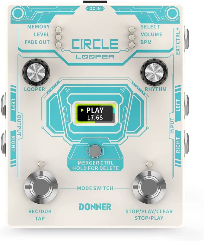 Photo 1 of Donner Circle Looper Pedal, Stereo Guitar Looper Pedal, 40 Slots 160 mins Loop Pedal with Drum Machine 100 Drum Grooves, Tap Tempo, Fade Out