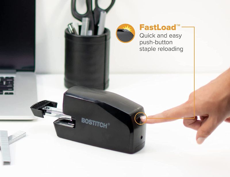 Photo 4 of Bostitch Office Portable Electric Stapler, 20 Sheets, AC or Battery Powered, Black (MDS20-BLK)