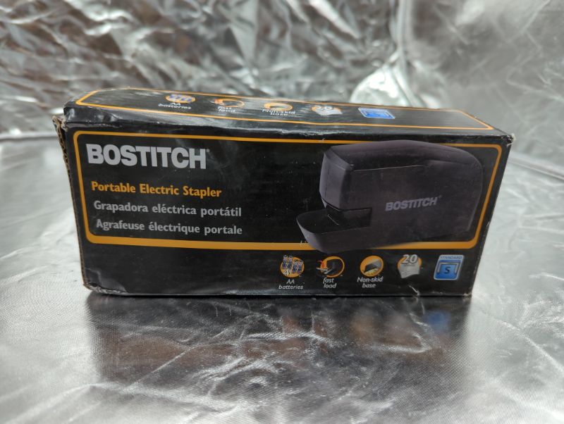 Photo 5 of Bostitch Office Portable Electric Stapler, 20 Sheets, AC or Battery Powered, Black (MDS20-BLK)