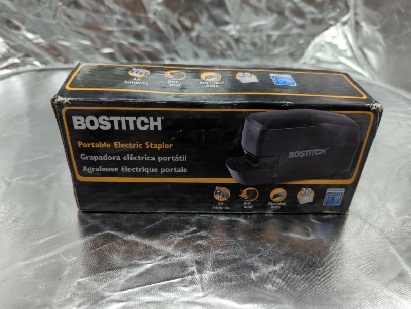 Photo 5 of Bostitch Office Portable Electric Stapler, 20 Sheets, AC or Battery Powered, Black (MDS20-BLK)