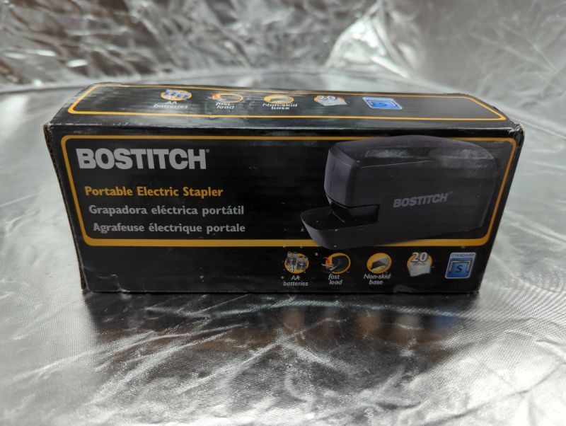 Photo 5 of Bostitch Office Portable Electric Stapler, 20 Sheets, AC or Battery Powered, Black (MDS20-BLK)