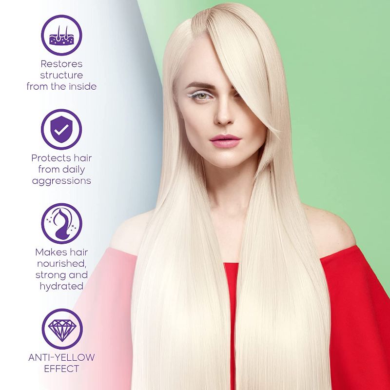 Photo 2 of Hair Expert Thermal Mask - Contains Marine Collagen and Almond Oil - Formaldehyde-Free - Repairs the Hair Elasticity and Flexibility, Softens, Moisturizers, Adds Shine (Blonde 33.8 oz (for blondes))