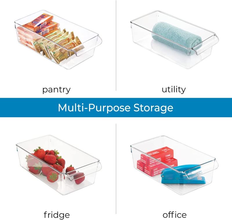 Photo 5 of iDesign Linus Plastic Fridge and Freezer Storage Organizer Bin, Clear Container for Food, Drinks, Produce Organization, BPA-Free , 8" x 11" x 3.5", Set of 2, Clear Large