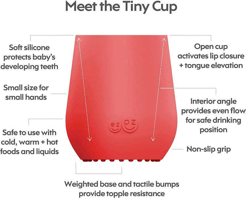 Photo 2 of zpz Tiny Cup (Coral) - 100% Silicone Training Cup for Infants - Designed by a Pediatric Feeding Specialist - 4 Months+