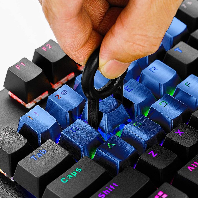 Photo 1 of Hallsen Metal Keycaps (WASDQREF+1-6) Mechanical Gaming Keyboard Keycaps for FPS & MOBA, Stainless Steel Custom 60% Keycaps Kit with Key Puller for Mechanical Keyboard Cherry Mx Switches (Blue)