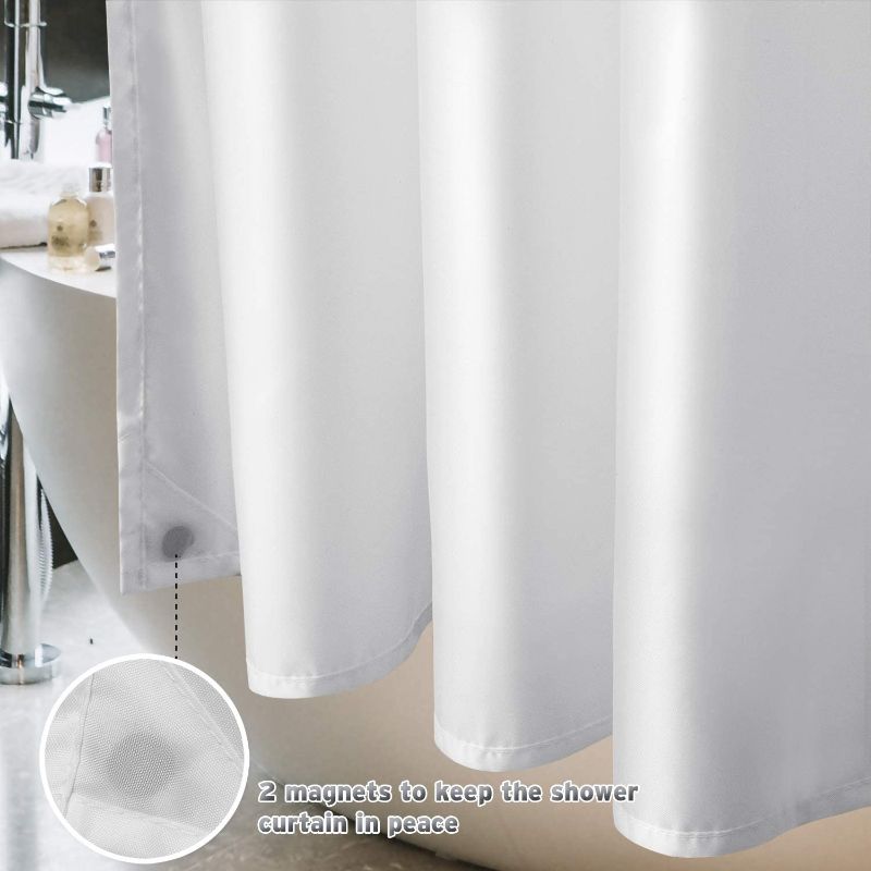 Photo 3 of Titanker Fabric Shower Curtain Liner Washable, 72 W x 72 H Inches, Snowy White Shower Liner Fabric with 2 Magnets, Waterproof Bathroom Shower Liner Soft Lightweight Polyester, Frosted