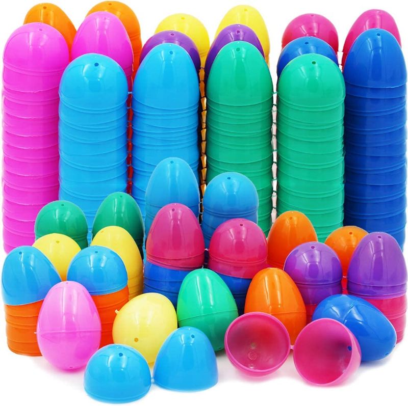 Photo 1 of The Dreidel Company Fillable Easter Eggs with Hinge Bulk Colorful Bright Plastic Easter Eggs, Perfect for Easter Egg Hunt, Surprise Egg, Easter Hunt, Assorted Colors (100-Pack)