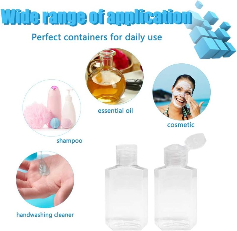 Photo 2 of 35Pcs 2oz Clear Plastic Refillable Flip-Top Bottles, Empty Mini Travel Bottles for Outdoor, Portable Reusable Containers with Lids for Shampoo, Lotion, Cream