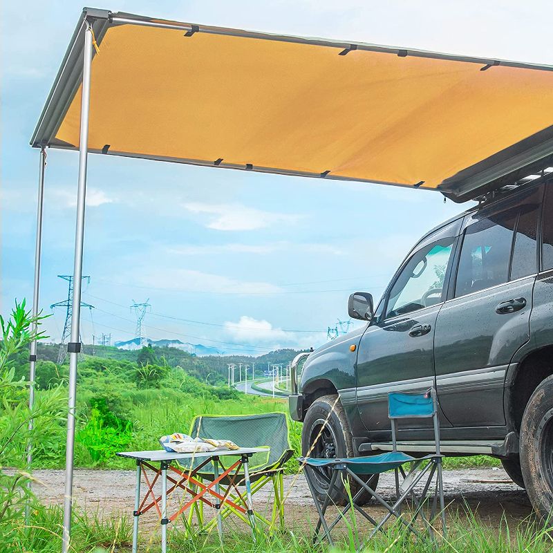 Photo 7 of ALL-TOP Vehicle Awning 6.6'x8.2' Rooftop Pull-Out Retractable 4x4 Weather-Proof UV50+ Side Awning for Jeep/SUV/Truck/Van