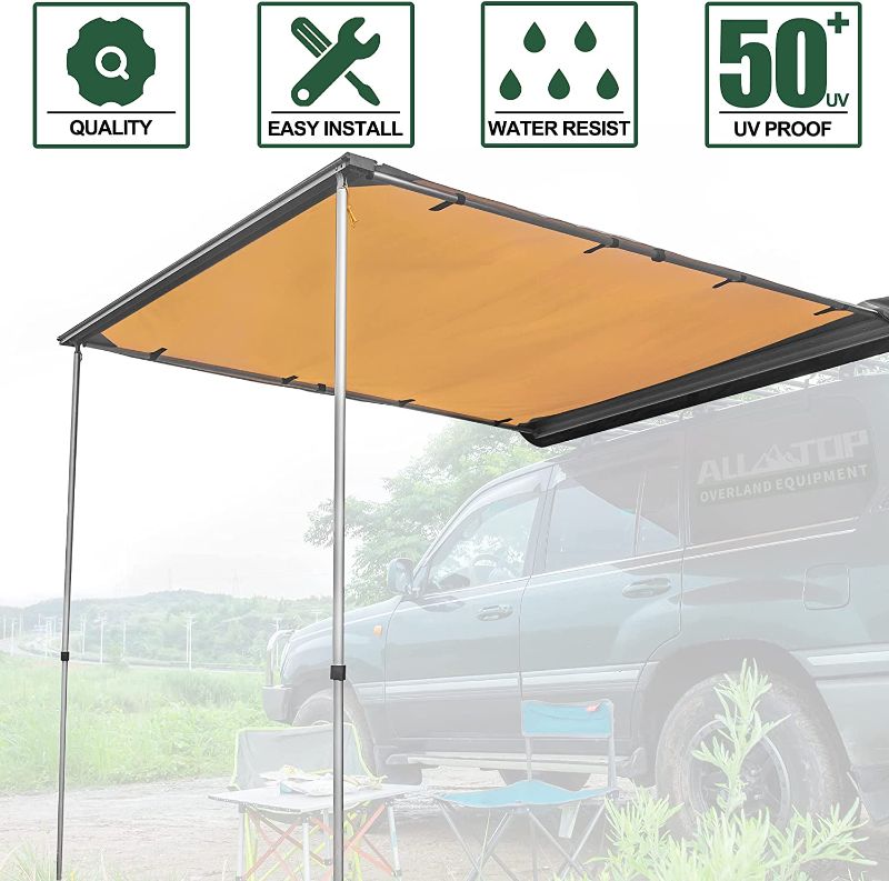Photo 2 of ALL-TOP Vehicle Awning 6.6'x8.2' Rooftop Pull-Out Retractable 4x4 Weather-Proof UV50+ Side Awning for Jeep/SUV/Truck/Van