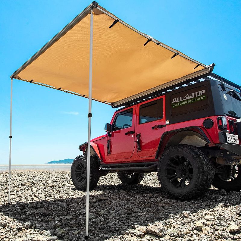 Photo 1 of ALL-TOP Vehicle Awning 6.6'x8.2' Rooftop Pull-Out Retractable 4x4 Weather-Proof UV50+ Side Awning for Jeep/SUV/Truck/Van