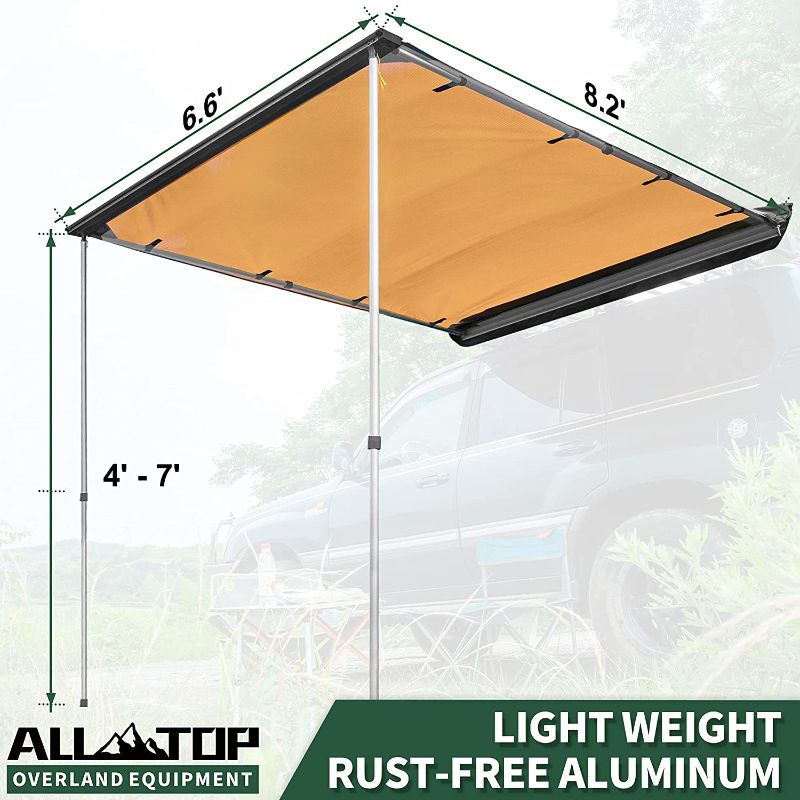 Photo 4 of ALL-TOP Vehicle Awning 6.6'x8.2' Rooftop Pull-Out Retractable 4x4 Weather-Proof UV50+ Side Awning for Jeep/SUV/Truck/Van