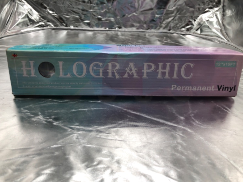 Photo 1 of JANDJPACKAGING Opal Silver Holographic Vinyl Permanent - 12" X 15FT Raibow Silver Holographic Permanent Vinyl for Cricut
