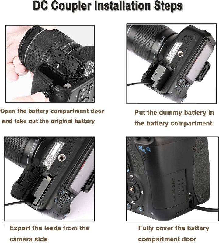 Photo 2 of TKDY ACK-E10 EOS Rebel T7 Continuous Power Supply LP-E10 Dummy Battery DR-E10 DC Coupler Kit for Canon EOS T6 T5 T3, Kiss X50 X70 X80 X90, EOS 1100D 1200D 1300D 1500D 2000D Digital Camera.
