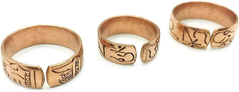Photo 1 of Set of 3 Hand Forged Copper Rings. Made with 100% Pure Raw Untreated Copper. Helps Reduce Finger Joint Pain and Swelling. Handcarved Tibetan Healing Medicine Ring Set.

