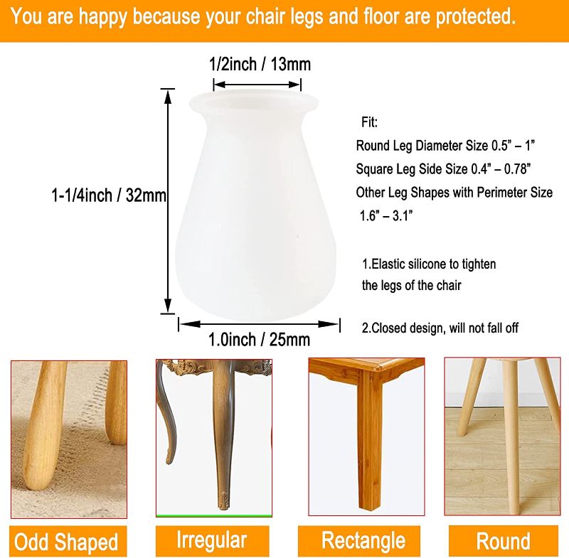 Photo 1 of Extra Small Silicone Chair Leg Floor Protectors Fit 0.5”to1” Non-Slip Chair Leg Caps Bottom Furniture Table Feet Covers for Hardwood Floors Prevent Scratches,24 PCS
