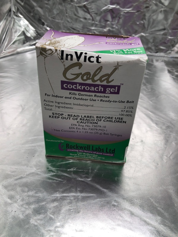 Photo 3 of InVict Gold German Roach Control Bait Gel 1 Box of 4 Tubes (35 Grams per Tube) w/ 1 Plunger by Rockwell
