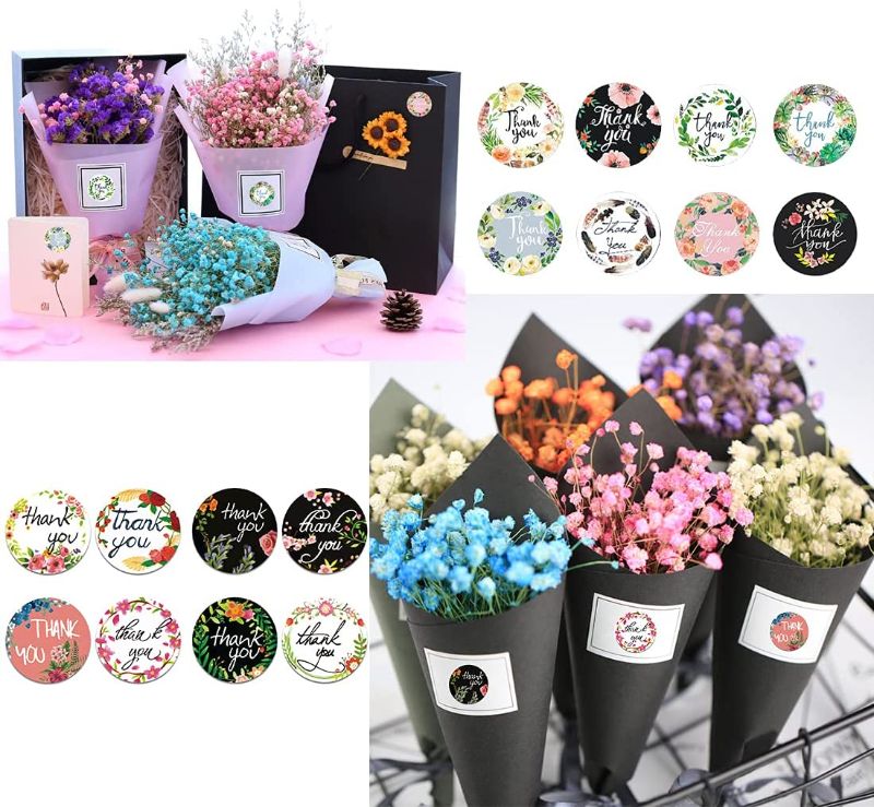 Photo 2 of Thank You Stickers 1000 PCS 1 Inch 16 Plants and Floral Designs Self Adhesive Business Thank You Labels for Gifts Envelopes Packaging Seal (1 INCH, 1000PCS)
