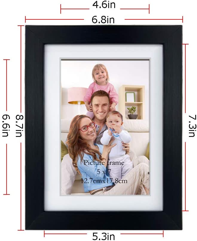 Photo 2 of Giftgarden 5x7 Picture Frame Set of 4, 6x8 Matted to Display 5 by 7 Photo with Mat or 6 by 8 without Mat for Wall or Tabletop, Black
