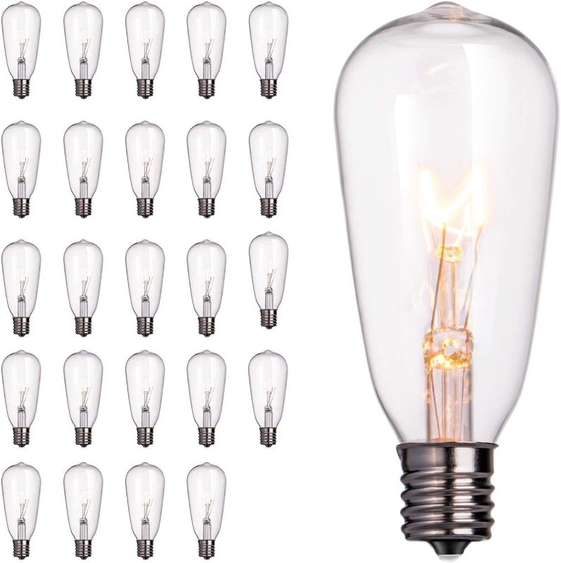 Photo 1 of Brightown 24-Pack Edison Replacement Light Bulbs,7-Watt E17 Screw Base ST40 Replacement Clear Glass Light Bulbs for Outdoor Patio ST40 String Lights, Warm White
