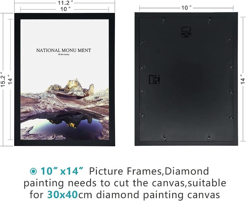 Photo 2 of Diamond Painting Frames 4pack 10x14inch/25x35cm, Suitable for 12x16in/30x40cm Diamond Painting Canvas, Black Natural Solid Wood Art Frame with Acrylic...
