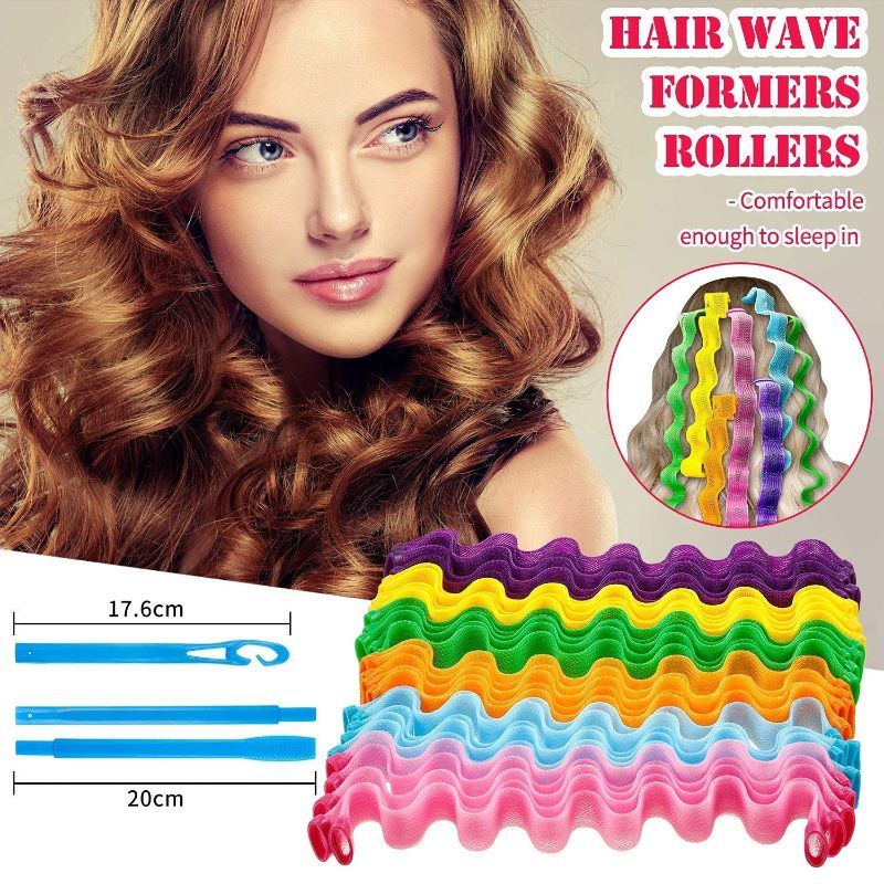 Photo 3 of 30 Pieces Hair Wave Curlers Spiral Curls Styling Kit No Heat Hair Curlers Heatless Spiral Curlers Hair Rollers with 2 Pieces Styling Hooks for Most Hairstyles (30 cm, Mixed Color)

