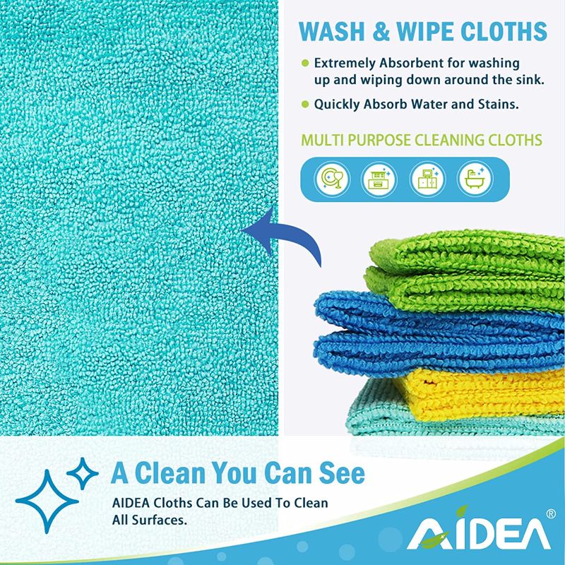 Photo 2 of AIDEA Microfiber Cleaning Cloths-50PK, All-Purpose Softer Highly Absorbent, Lint Free - Streak Free Wash Cloth for House, Kitchen, Car, Window, Gifts(12in.x 12in.)
