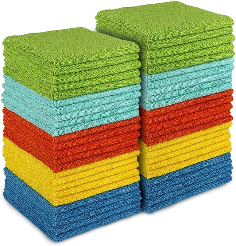 Photo 1 of AIDEA Microfiber Cleaning Cloths-50PK, All-Purpose Softer Highly Absorbent, Lint Free - Streak Free Wash Cloth for House, Kitchen, Car, Window, Gifts(12in.x 12in.)
