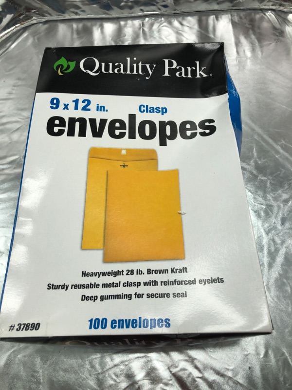 Photo 2 of Quality Park 9 in. x 12 in., 28 lbs. Clasp Envelope, Light Brown (100-Box)