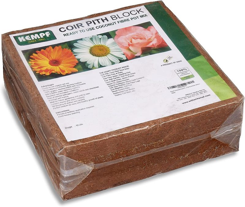 Photo 2 of Kempf Compressed Coco Coir Pith Block, 10 Pound Block, Natural Potting Mix, Expands to 18 Gallons
