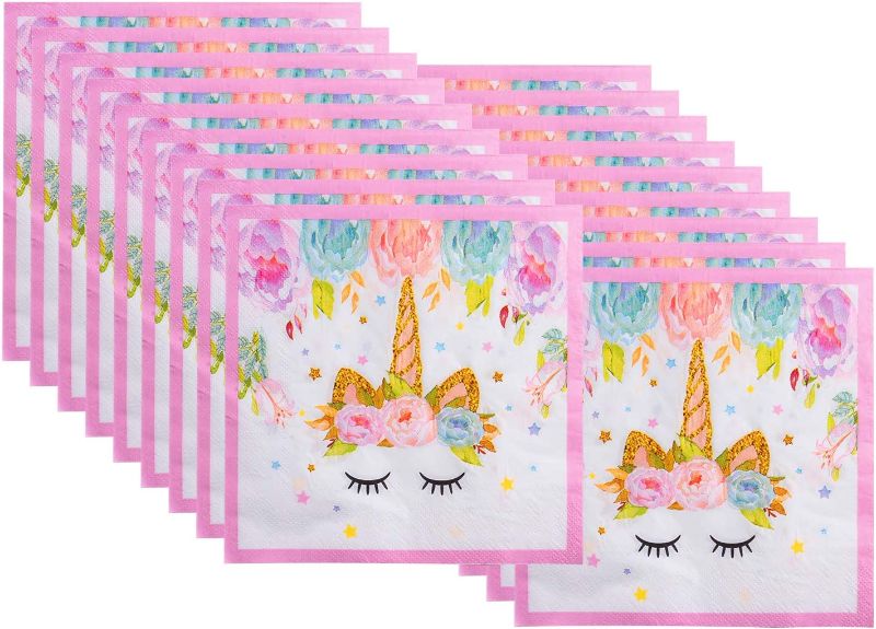 Photo 3 of Unicorn Themed Party Supplies Set - Unicorn Plates and Napkins | Magical Unicorn Birthday Party Decorations for Girls and Baby Shower - Serves 16
