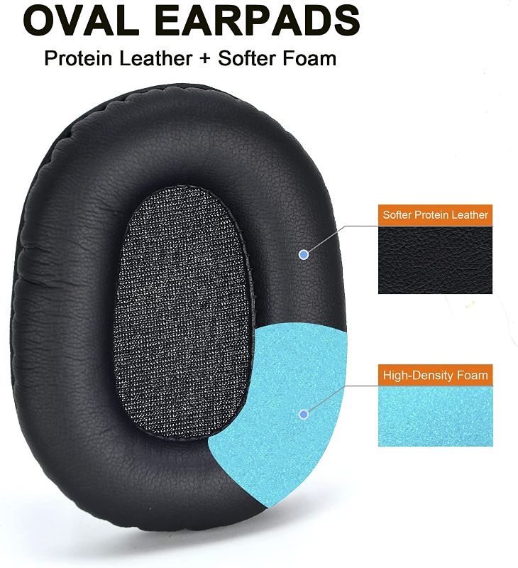 Photo 2 of B450 XT Ear Pads - defean Replacement Ear Cushion Cover Mic Foam Compatible with VXI BlueParrott B450-XT B450XT B450 XT Headset?Softer Leather,High-Density Noise Cancelling Foam, Added Thickness
