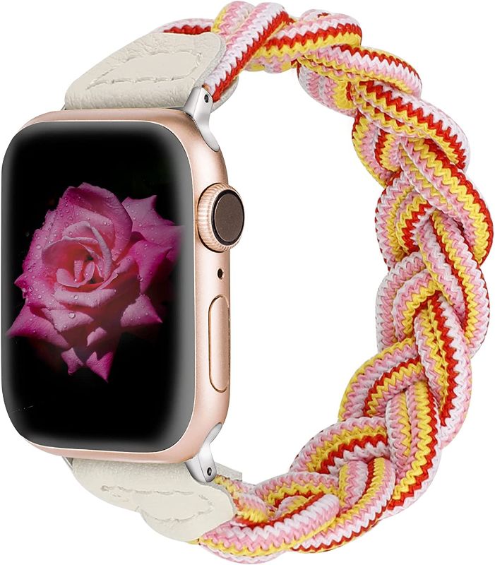 Photo 1 of Wearlizer Stretchy Braided Band Compatible with Apple Watch Bands Women 38mm 40mm 41mm 42mm 44mm 45mm 49mm Slim Elastic Solo Loop Strap Woven Bracelet Accessories for iWatch Series 8 SE 7 6 5 4 3 2 1
