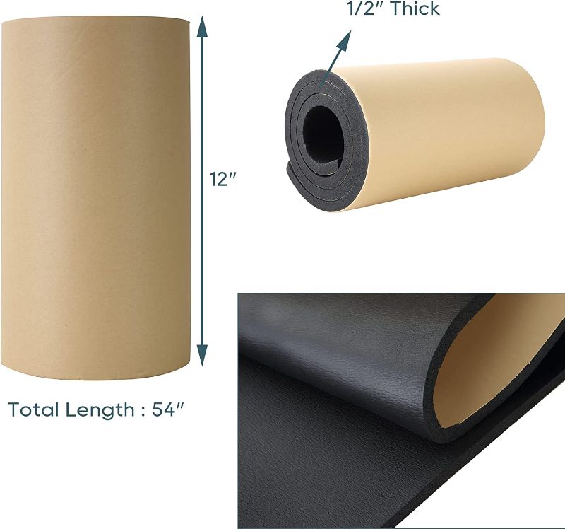 Photo 2 of NATGAI Sponge Neoprene with Adhesive Foam Rubber Sheet 1/2” Thick X 12” Wide X 54” Long, Cut to Multiple Dimensions and Lengths - DIY, Gaskets, Cosplay, Costume, Crafts
