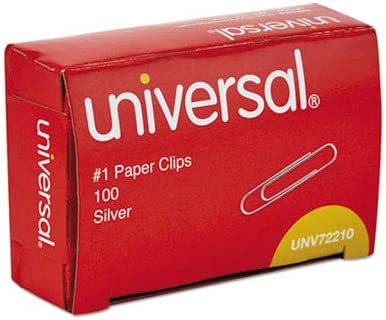 Photo 1 of 2 X Universal 72210 - Paper Clips, Smooth Finish, No. 1, Silver, 100/Box, 10 Boxes/Pack-UNV72210
