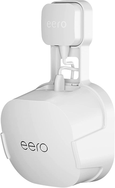 Photo 1 of COOLWUFAN Outlet Wall Mount Holder for eero 6 or eero 6+ mesh Wi-Fi System [NOT Fit for eero mesh], No Messy Wires, Easy to Install Mount Holder for eero 6 & eero 6+ mesh Wi-Fi System (1 Pack)
