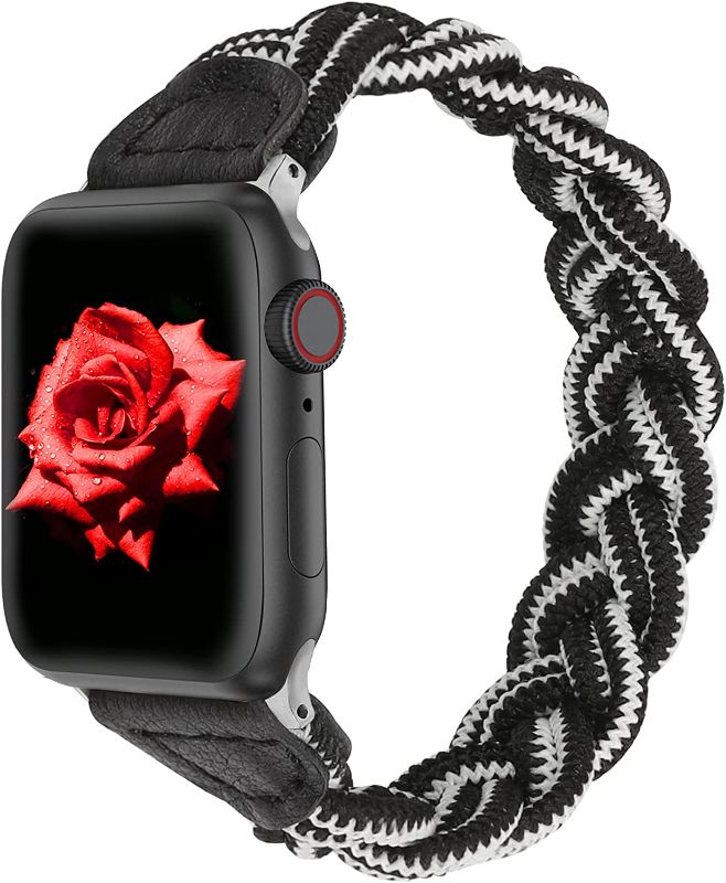 Photo 1 of Wearlizer Stretchy Braided Band Compatible with Apple Watch Bands Women 38mm 40mm 41mm 42mm 44mm 45mm 49mm Slim Elastic Solo Loop Strap Woven Bracelet Accessories for iWatch Series 8 SE 7 6 5 4 3 2 1
