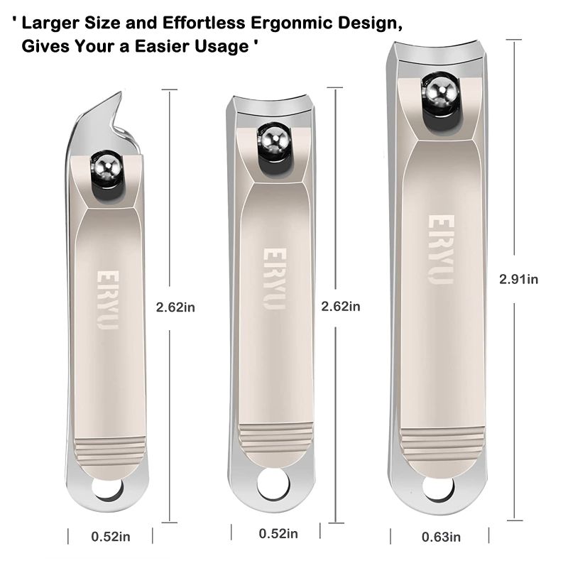 Photo 2 of Eryu Nail Clippers Set (5Pcs), Stainless Steel Fingernail Clippers for Men & Women, with Leather Portable Travel Case, Professional Fingernail & Toenail Clippers for Thick Nails - Dad & Mom Gifts

