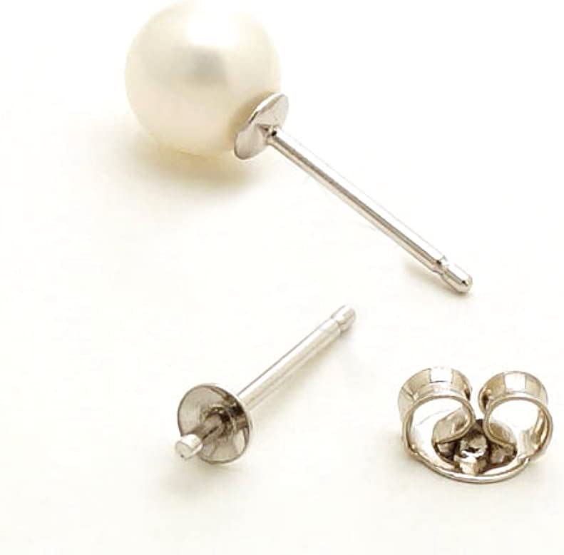 Photo 3 of 5 Pairs Adabele Authentic 925 Sterling Silver Earring Posts 0.9mm Pin Stud Earrings 6mm Setting Pearl Cup with Earnut Back Safety Clutches SS320-6
