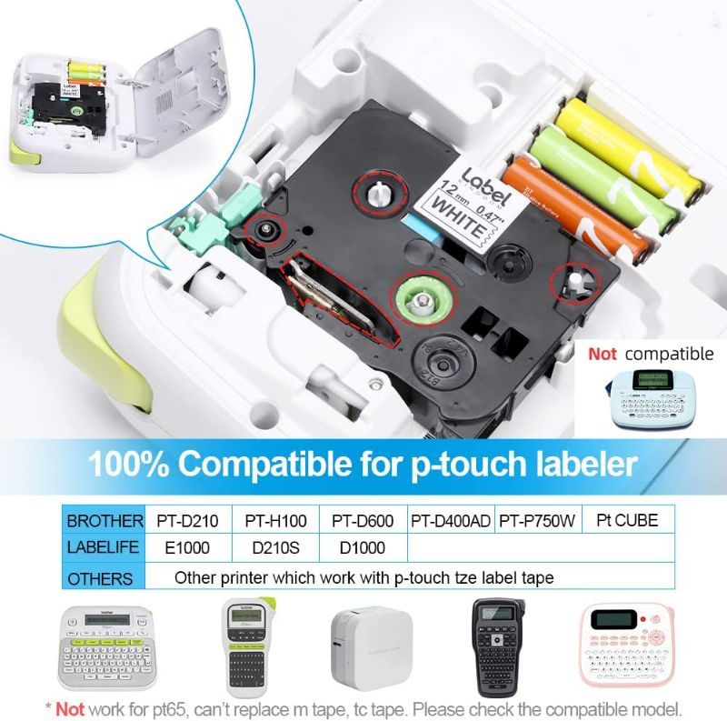 Photo 1 of 4 Pack Label Maker Tape Compatible Brother Label Maker Tape TZe-231 TZe231 12mm 0.47 Inch Laminated White Tape for Brother P-Touch PT-1290 PT-D210 PT-H100 PTD220 PTD600 Labeler, Black on White