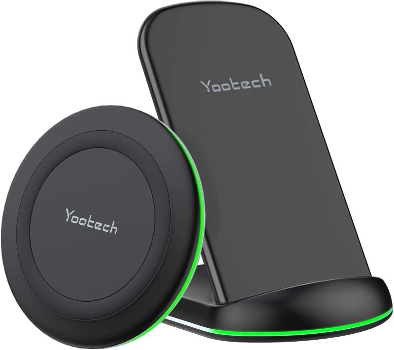 Photo 1 of Yootech Wireless Charger,[2 Pack] 10W Max Wireless Charging Pad Stand Bundle,Compatible with iPhone 14/14 Plus/14 Pro/14 Pro Max/13/SE 2022/12/11/X/8,Galaxy S22/S21/S20,AirPods Pro 2 (No AC Adapter)