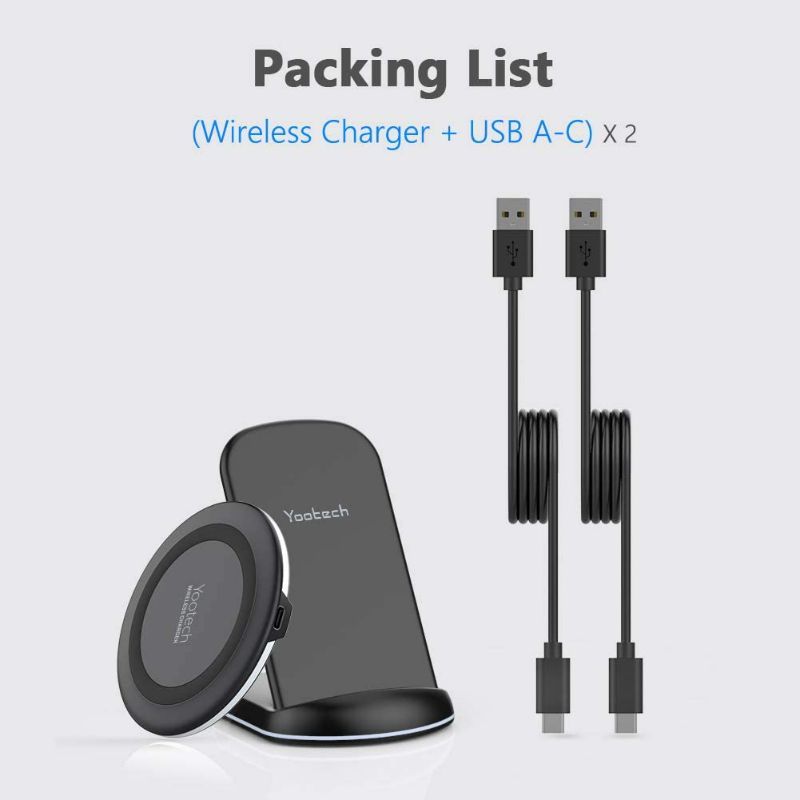 Photo 5 of Yootech Wireless Charger,[2 Pack] 10W Max Wireless Charging Pad Stand Bundle,Compatible with iPhone 14/14 Plus/14 Pro/14 Pro Max/13/SE 2022/12/11/X/8,Galaxy S22/S21/S20,AirPods Pro 2 (No AC Adapter)