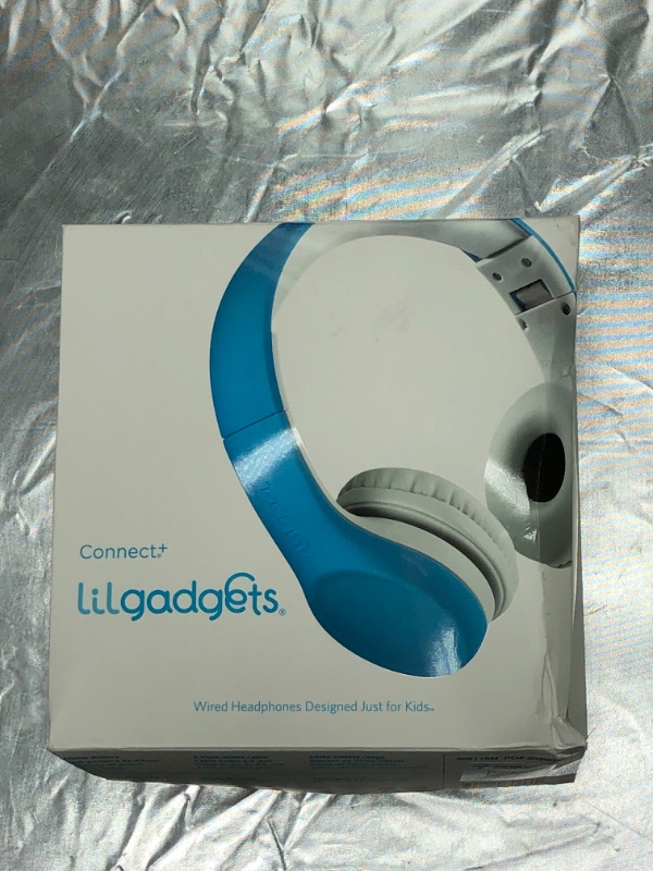 Photo 5 of LilGadgets Connect+ Kids Wired Headphones with Microphone, Volume Limiting for Safe Listening, Adjustable Headband, Cushioned Earpads to Ensure Comfort, for Kids, Toddlers, Boys & Girls, Blue