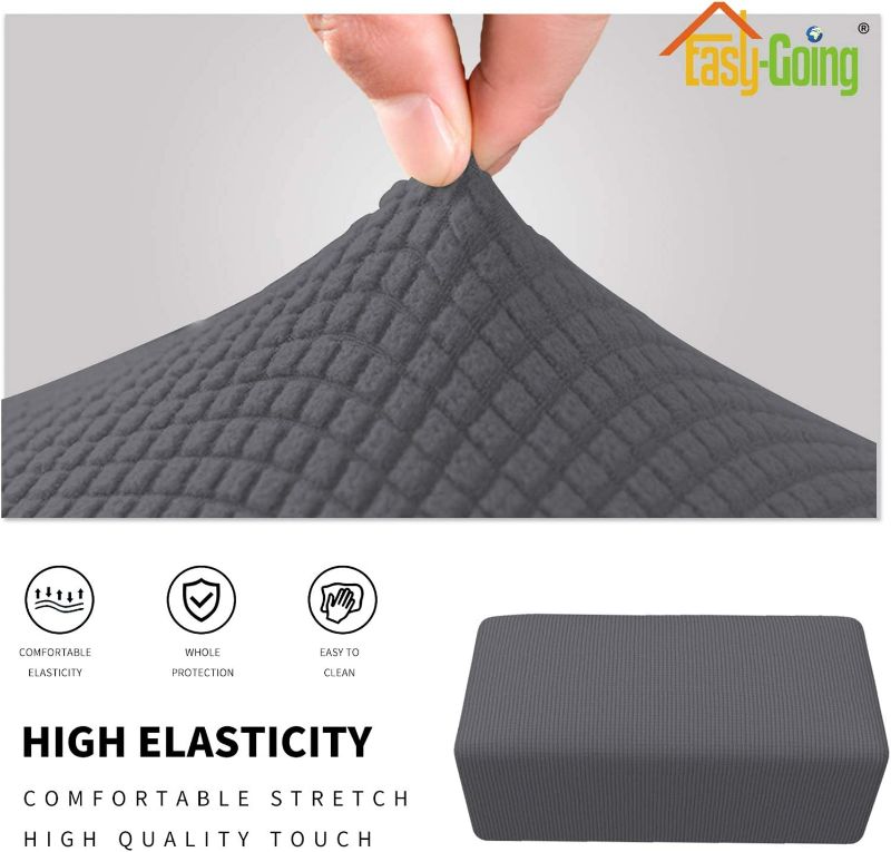 Photo 2 of Easy-Going Stretch Ottoman Cover Folding Storage Stool Furniture Protector Soft Rectangle slipcover with Elastic Bottom(Ottoman Large,Gray)