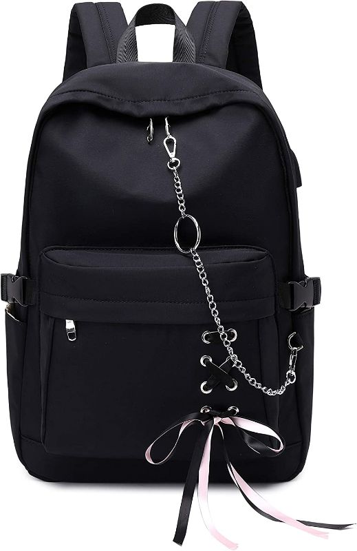 Photo 1 of Joymoze Classic Backpack for Women Stylish School Backpack for Teen Girl Black with Chain