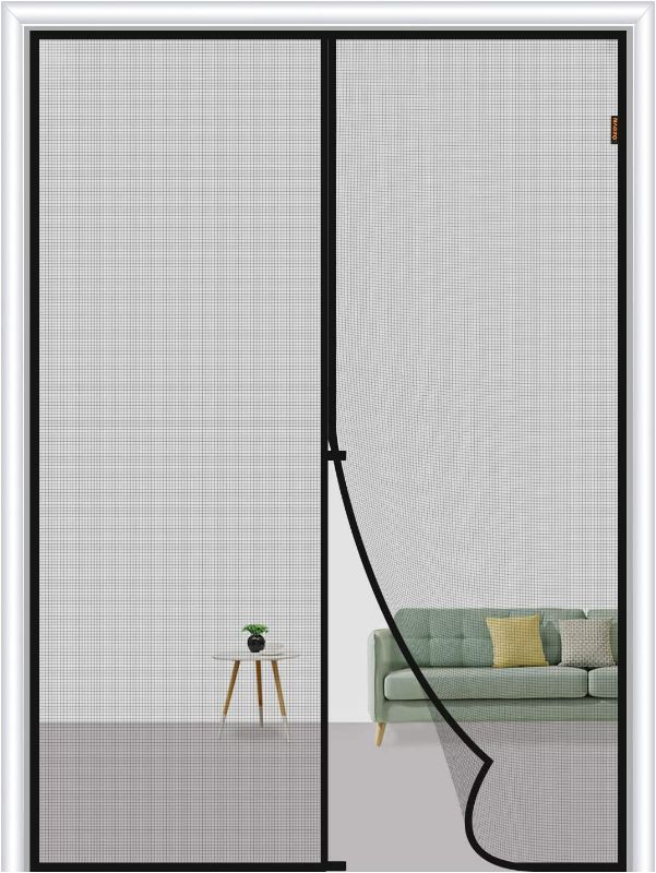 Photo 1 of MAGZO Magnetic Screen Door Fit Door Size 60 x 80 Inch, Actual Screen Size 62" x 81" Reinforced Fiberglass Mesh Curtain with Full Frame Hook&Loop, Grey