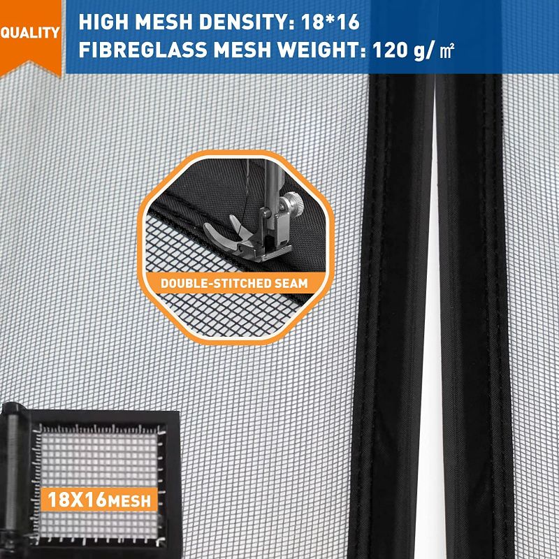 Photo 5 of MAGZO Magnetic Screen Door Fit Door Size 60 x 80 Inch, Actual Screen Size 62" x 81" Reinforced Fiberglass Mesh Curtain with Full Frame Hook&Loop, Grey