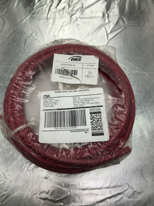 Photo 3 of EWCS 4 Gauge Premium Extra Flexible Welding Cable 600 Volt - Red - 20 Feet - Made in the USA